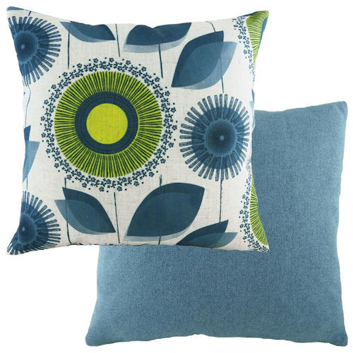Evans Lichfield Retro Collection Cushion Cover: Dandelion Nat/Denim 17x17"