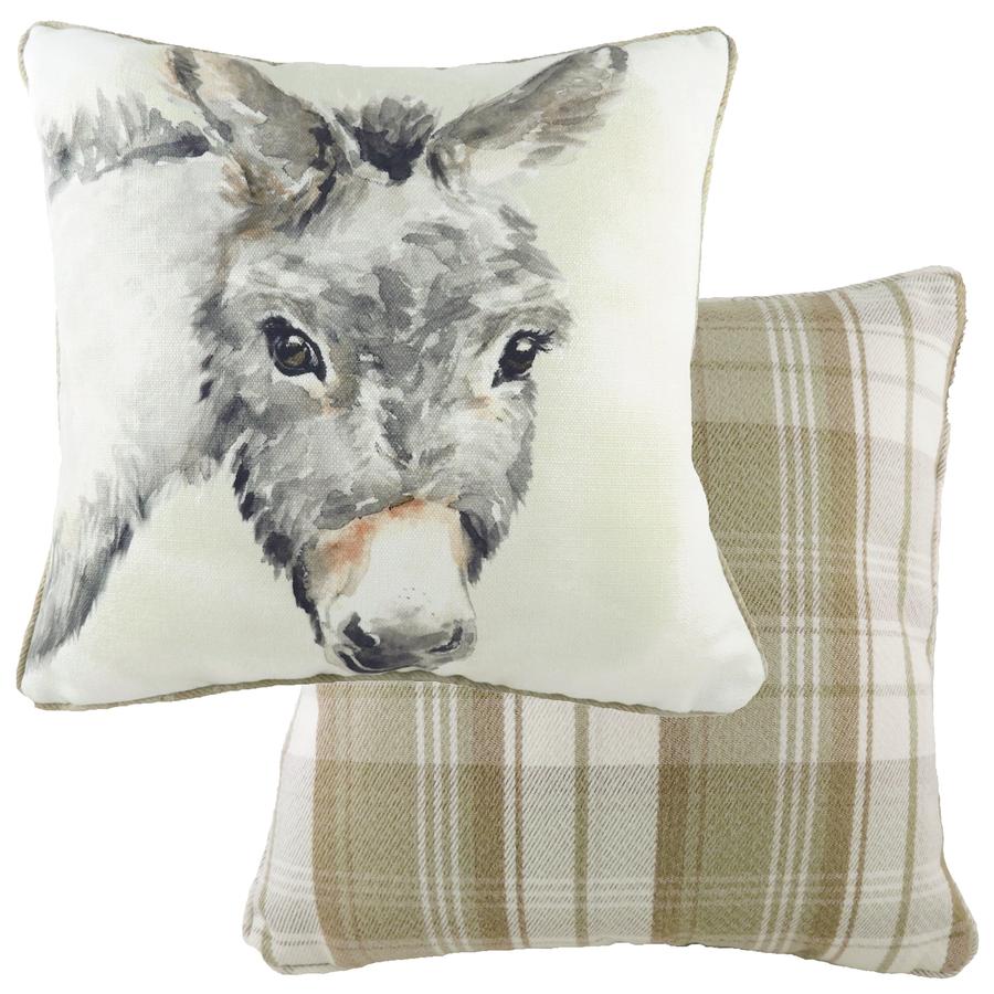 Evans Lichfield Watercolour Collection Piped Cushion Cover: Donkey