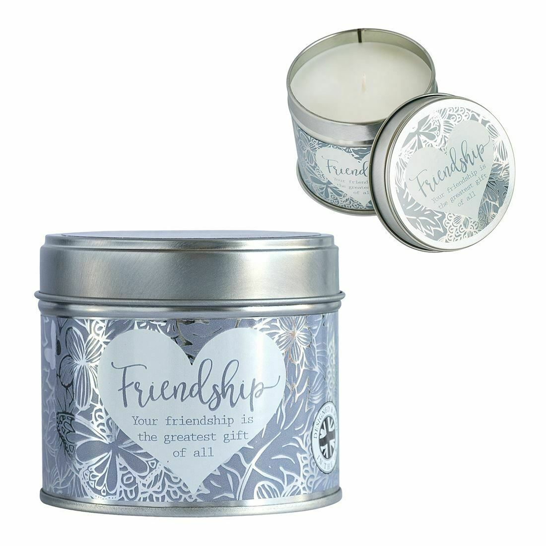 candle in tin friendship design