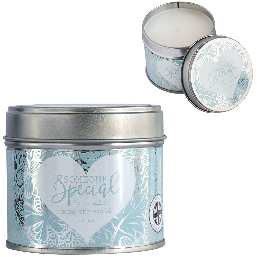 candle in tin someone special design