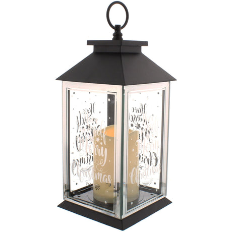 Christmas Lantern with Battery Operated Candle - Have Yourself a Merry Christmas