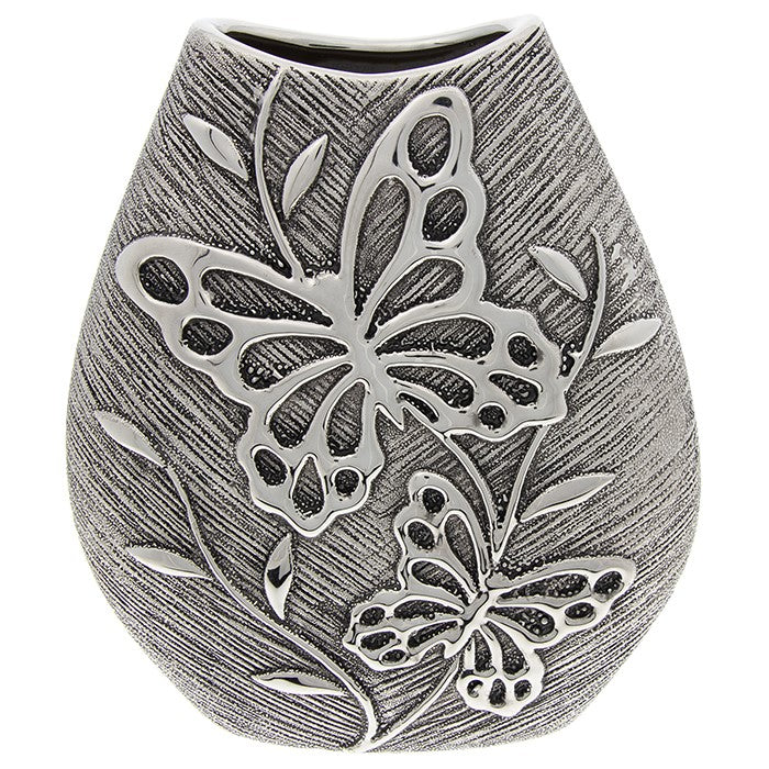 Butterfly Small Wide Vase - Gunmetal