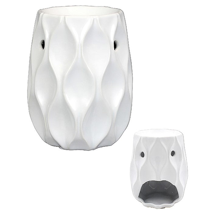 Ceramic Wave Wax Melt Warmer/Oil Burner - White