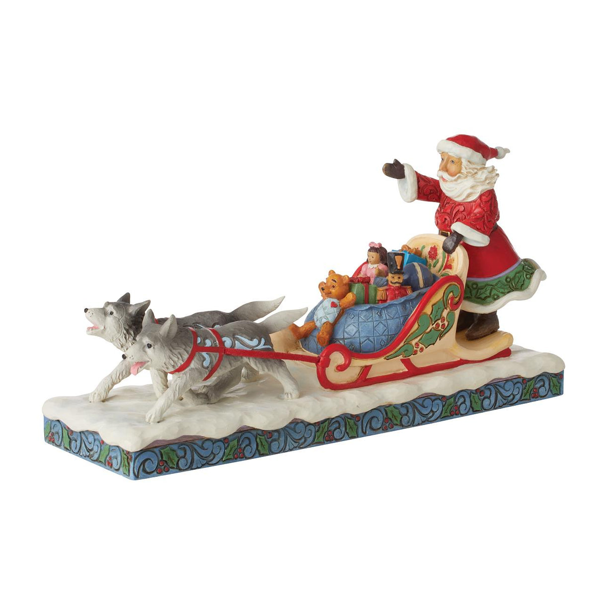 heartwood creek merry mushing santa in dog sled with toys figurine