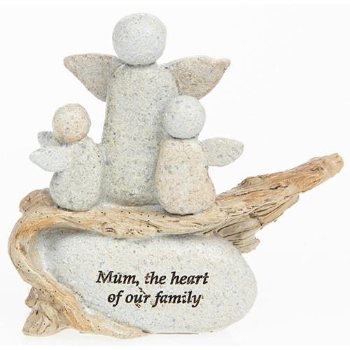 Pebble Art Angel Figurine - Mum