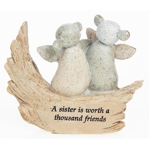 Pebble Art Angel Figurine - Sister