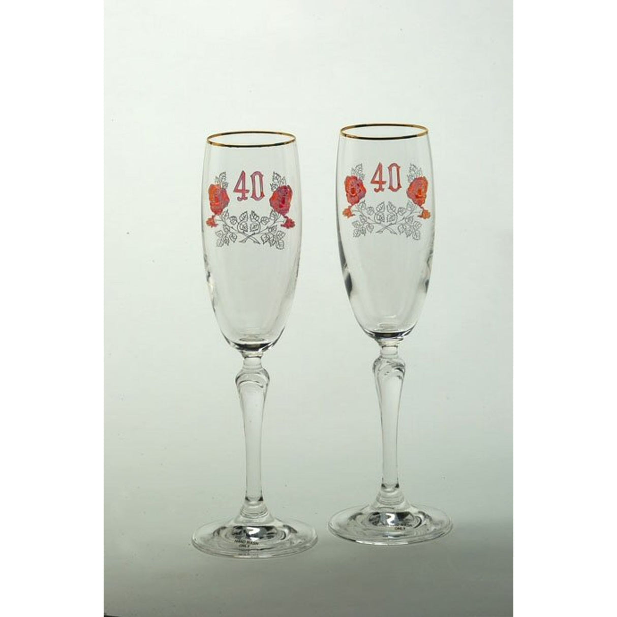 Glass Flutes Set - 40th Ruby Wedding Anniversary