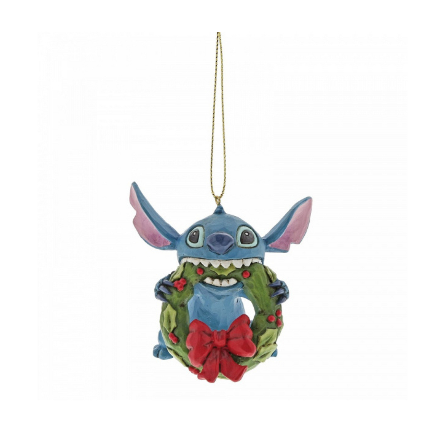 Disney Traditions Stitch with wreath hanging ornament