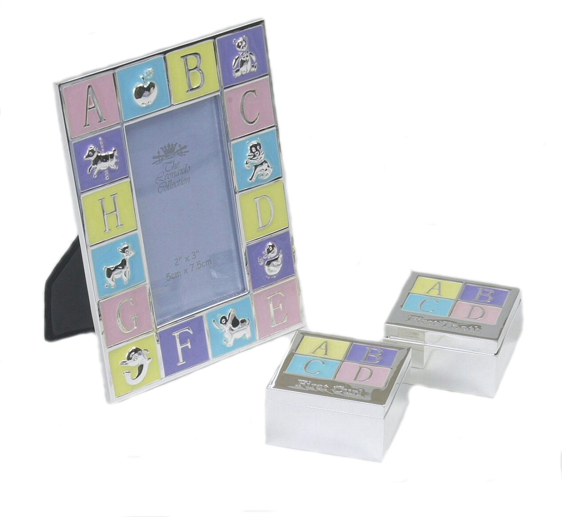 Silver Plated Baby Photo Frame & Trinket Box Gift Set