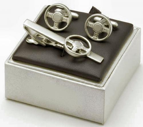 Steering Wheel Cufflinks & Tie Bar Gift Set