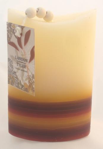 Decorative Candles - Neutral Oval 4 Tone Stripe x2