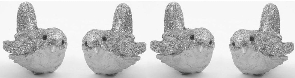 Christmas Tree Clip On Decorations - Silver Glitter Bird Pack of 4