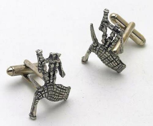 English Pewter Bagpipes Cufflinks