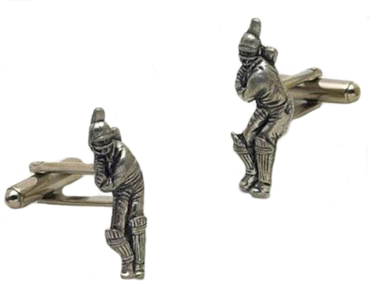 English Pewter Cricket Batsman Cufflinks