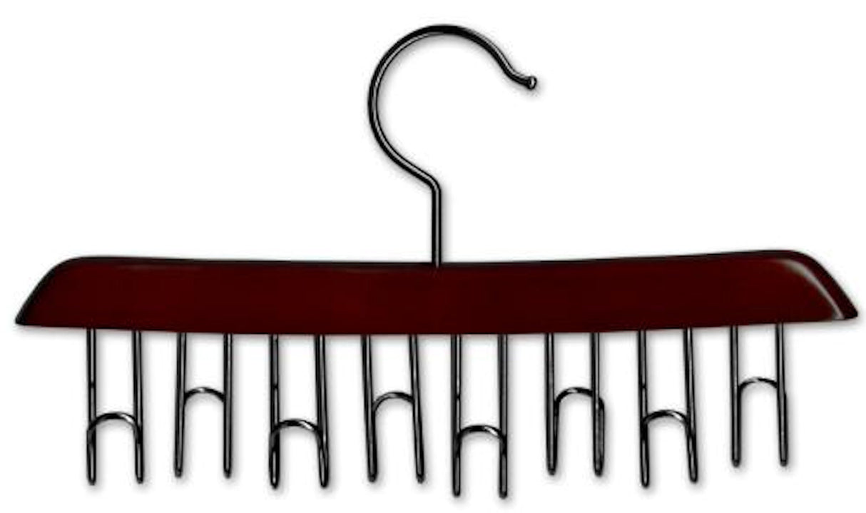 Mens Wardrobe Organiser 8 Hook Belt Hanger - Red Wood