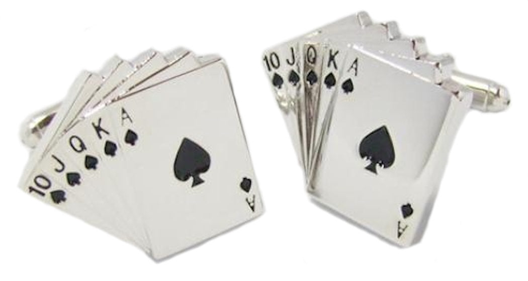 Playing Card Suit Cufflinks - Poker Royal Flush