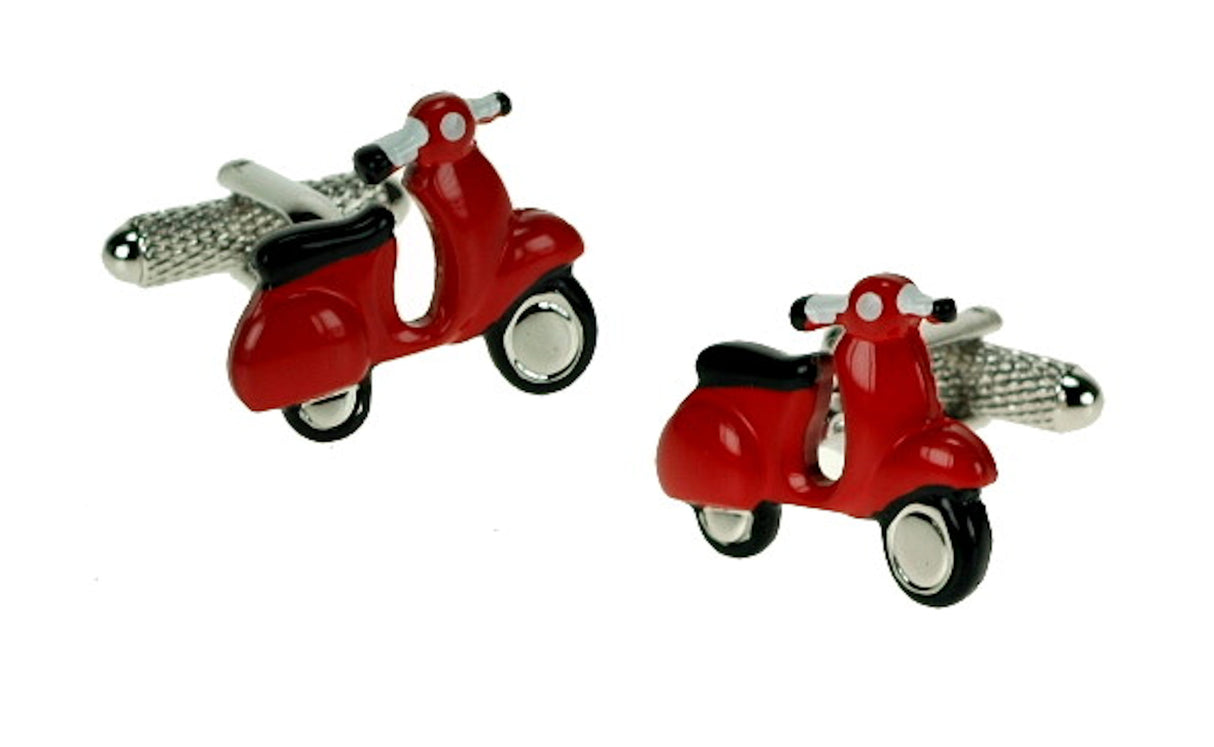 Red Vespa Motor Scooter Cufflinks