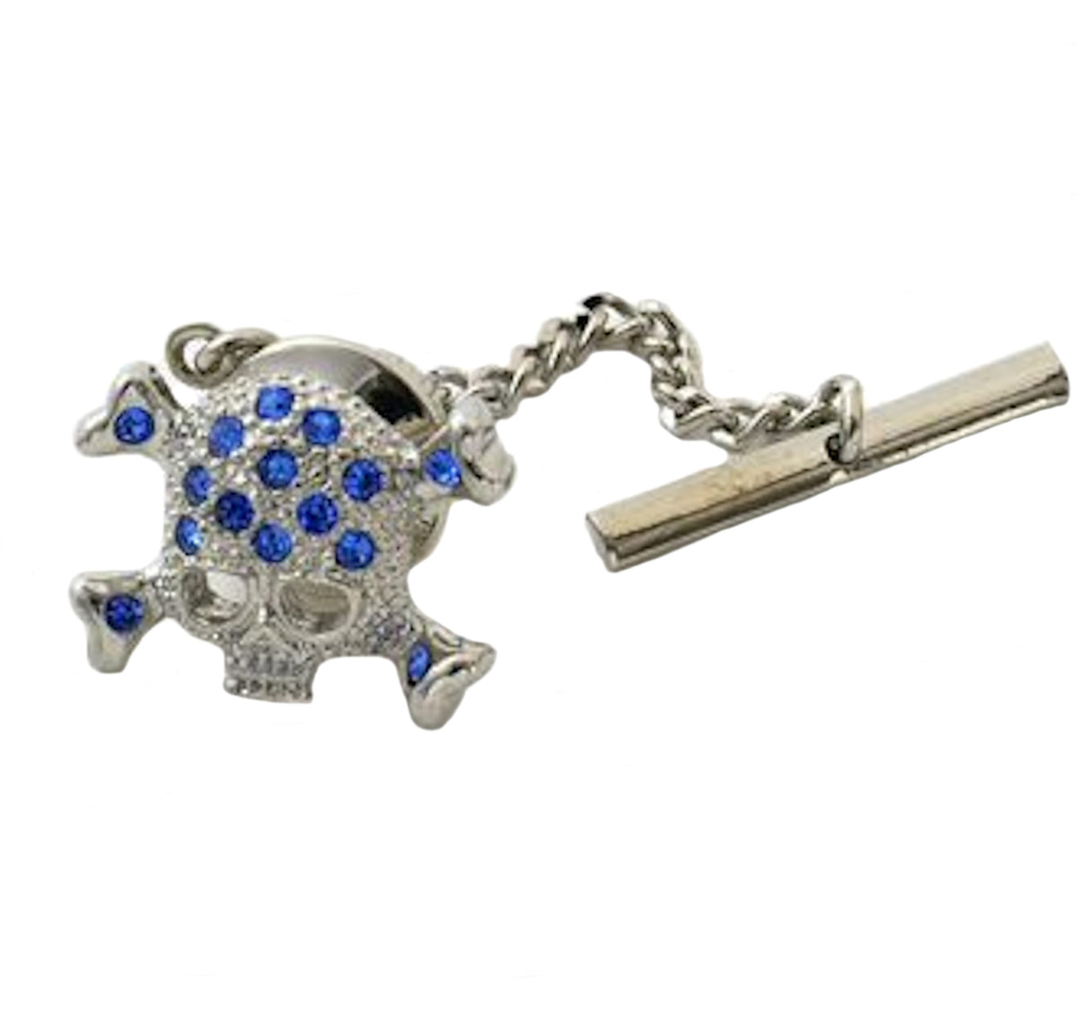 Sapphire Crystal Skull & Cross Bone Tie Pin