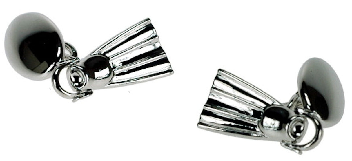 Diving Fins Silver Plated Chain Link Cufflinks