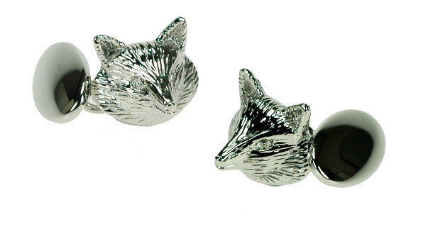 Fox Silver Plated Cufflinks with Chain Link