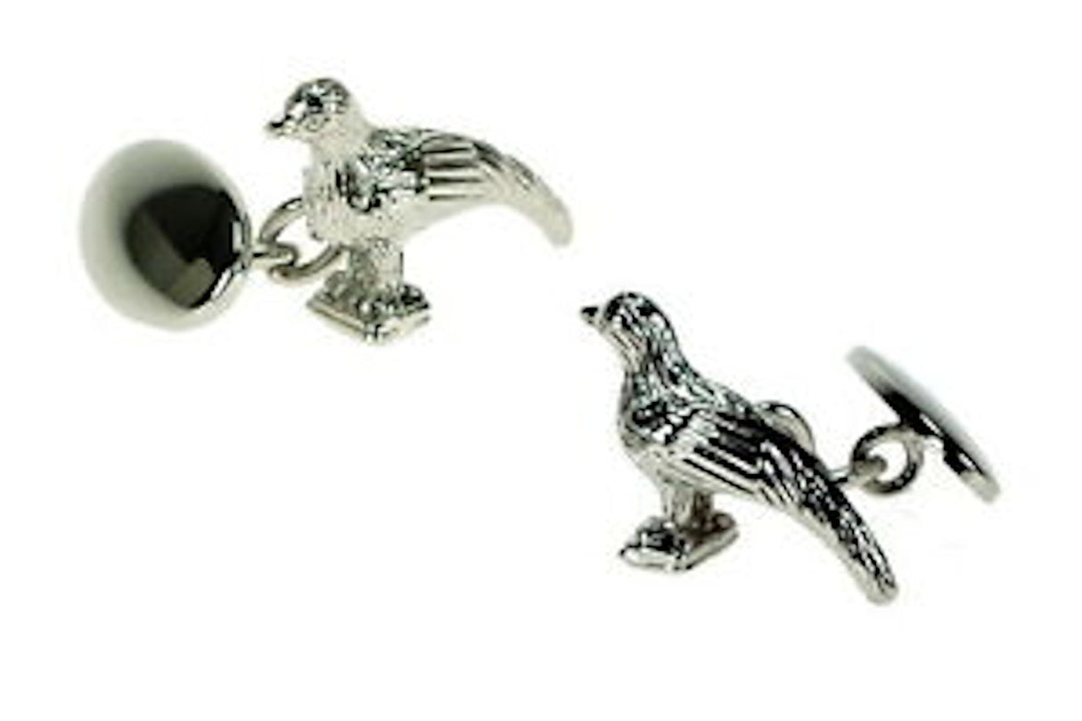 Pheasant Silver Plated Cufflinks with Chain Link