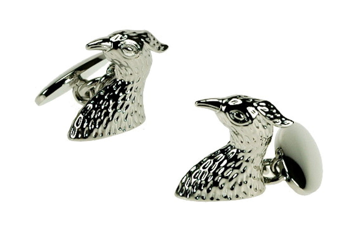 Sterling Silver Falcon Cufflinks with Chain Link