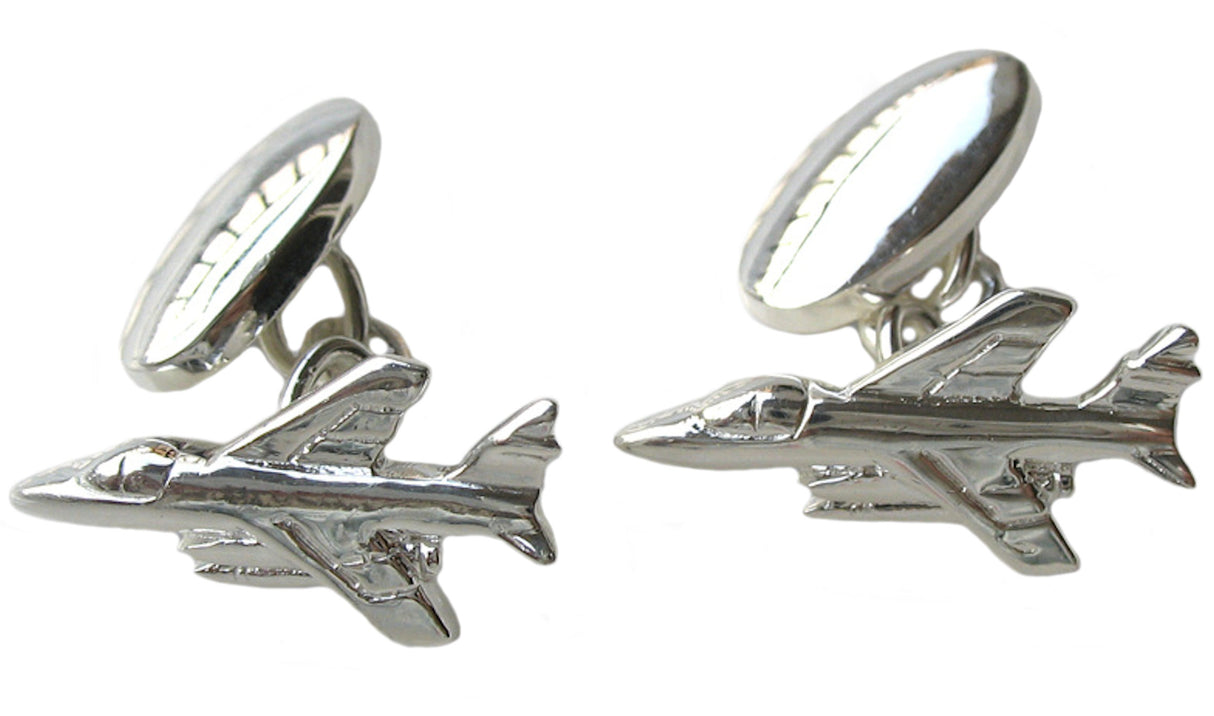 Sterling Silver Jet Plane Cufflinks with Chain Link