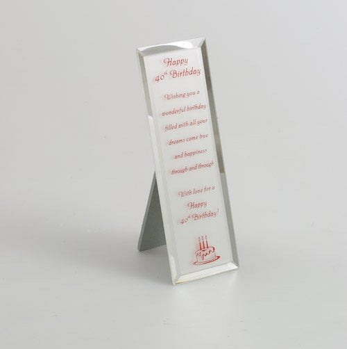 Mirrored Verse Plaque - Happy 40th Birthday