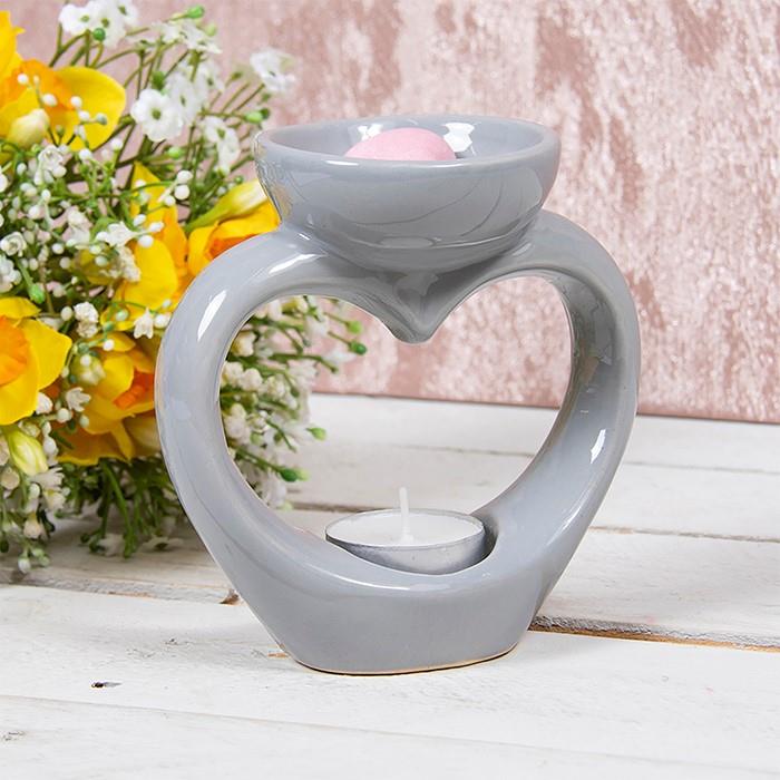 Desire Wax Melt Warmer/Oil Burner - Cut Out Heart (Grey)