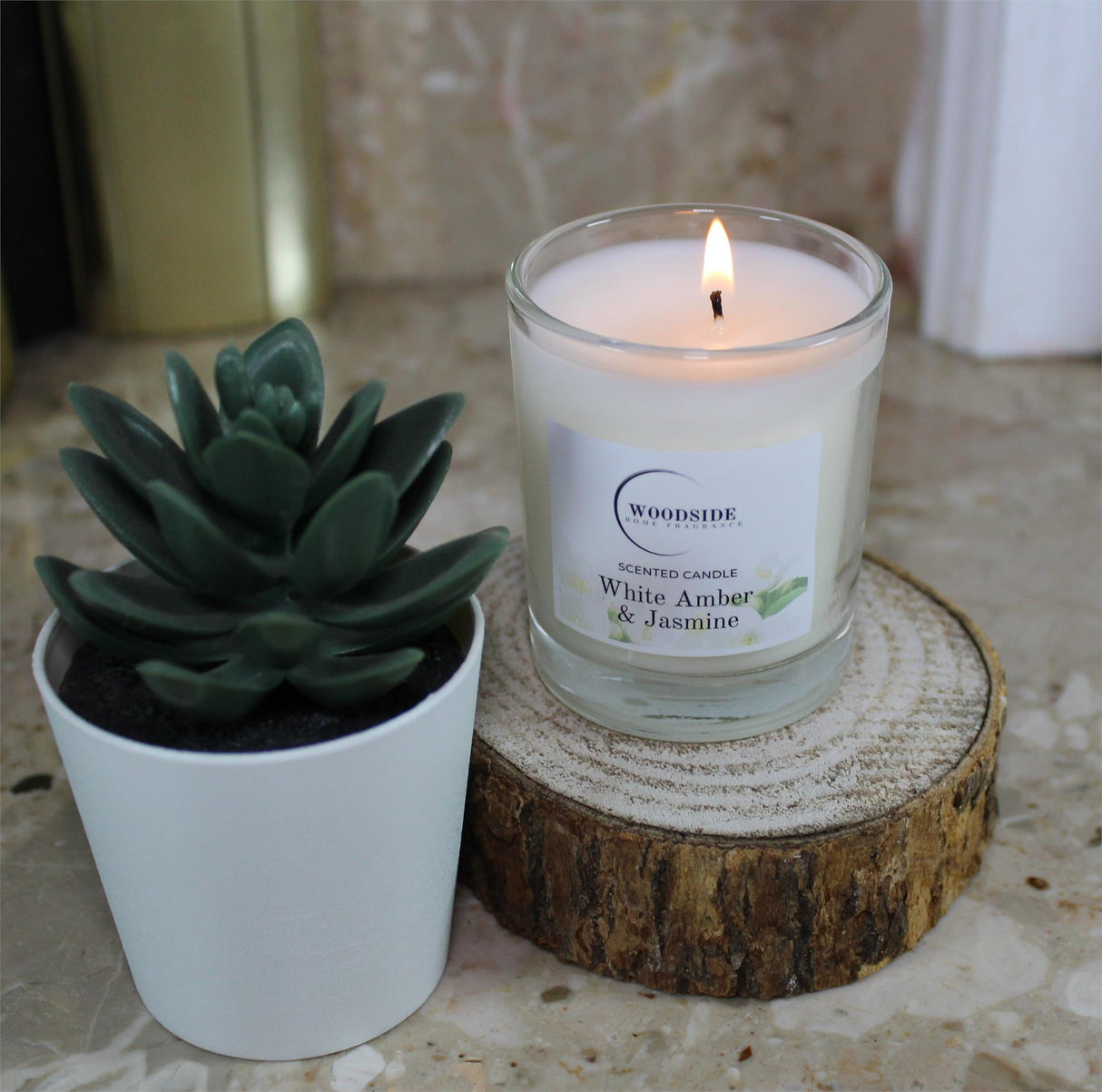 Woodside Home Fragrance Scented Candle - White Jasmine & Amber
