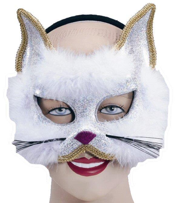Glitter Cat Mask On Headband - Various Colours