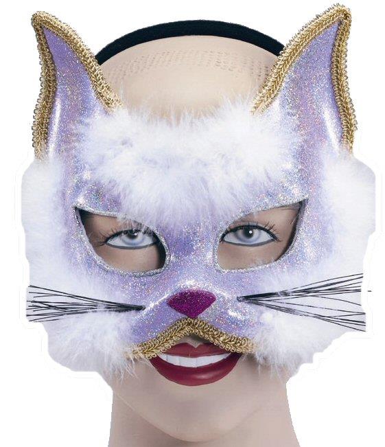 Glitter Cat Mask On Headband - Various Colours