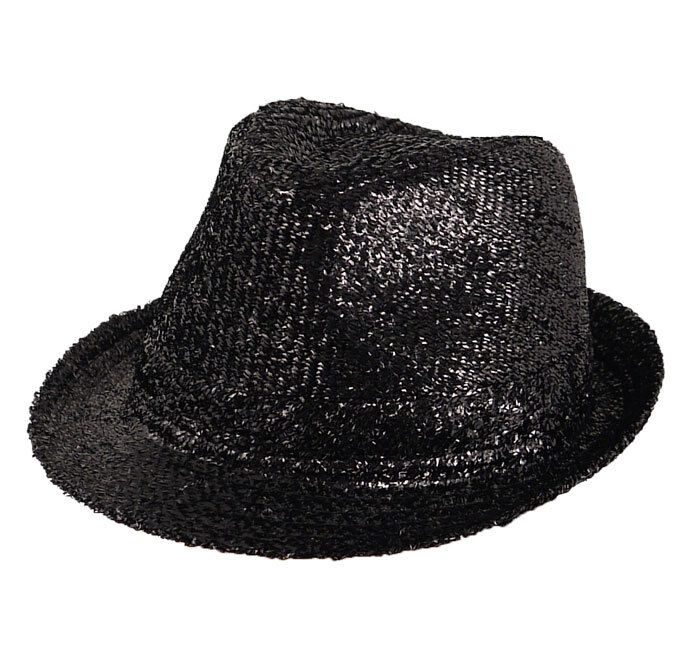 Tinsel Gangster Trilby Hat Fancy Dress Black or Pink