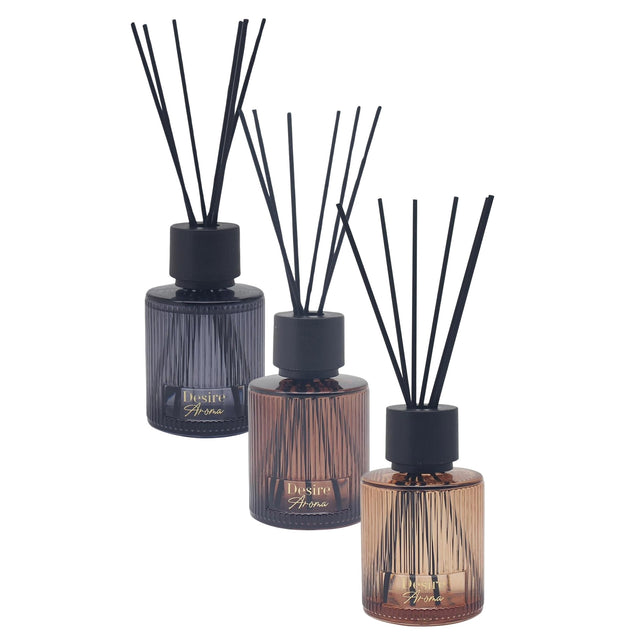 Desire Aroma Ribbed Glass Reed Diffuser 200ml - Various Fragrances