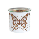 Aroma Metal Silhouette Wax Melt Burner/Candle Holder - White & Gold Butterfly