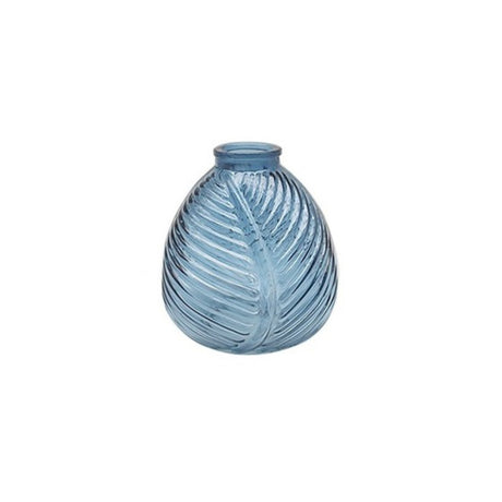 Bright Ribbed Glass Medium Ball Vase (Set of 2) - Blue