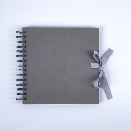 Woodside Home Living Ribbon Tie Scrap Book Style Photo Album 20.5cm x 20.5cm - Grey