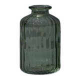 Satchville Ribbed Glass Bottle Vases 10cm - Vintage Green
