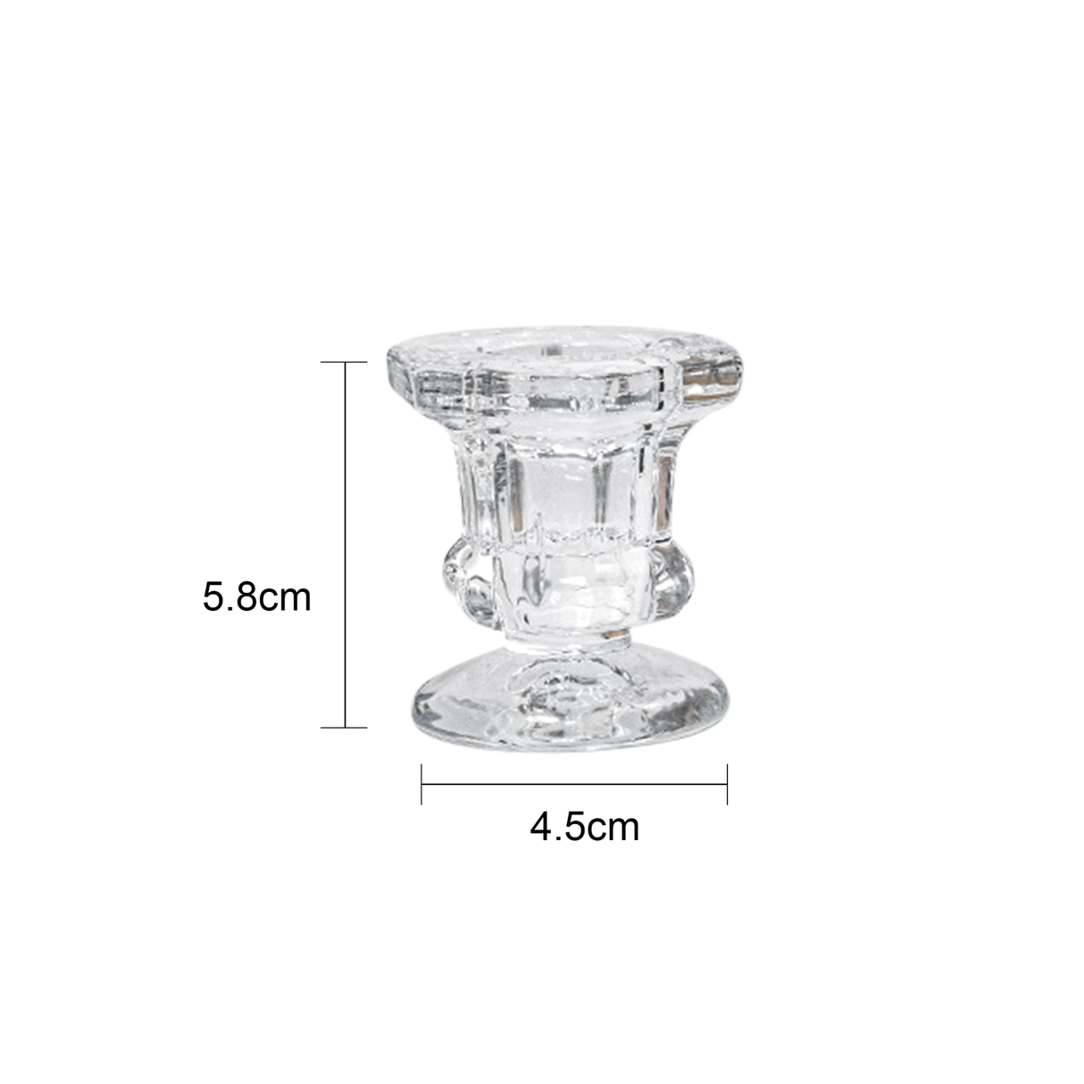 Clear Glass Candlestick Holders (5.8cm) - Hexagon Design