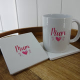 Heart & Flowers Mug & Coaster Sets - Pink