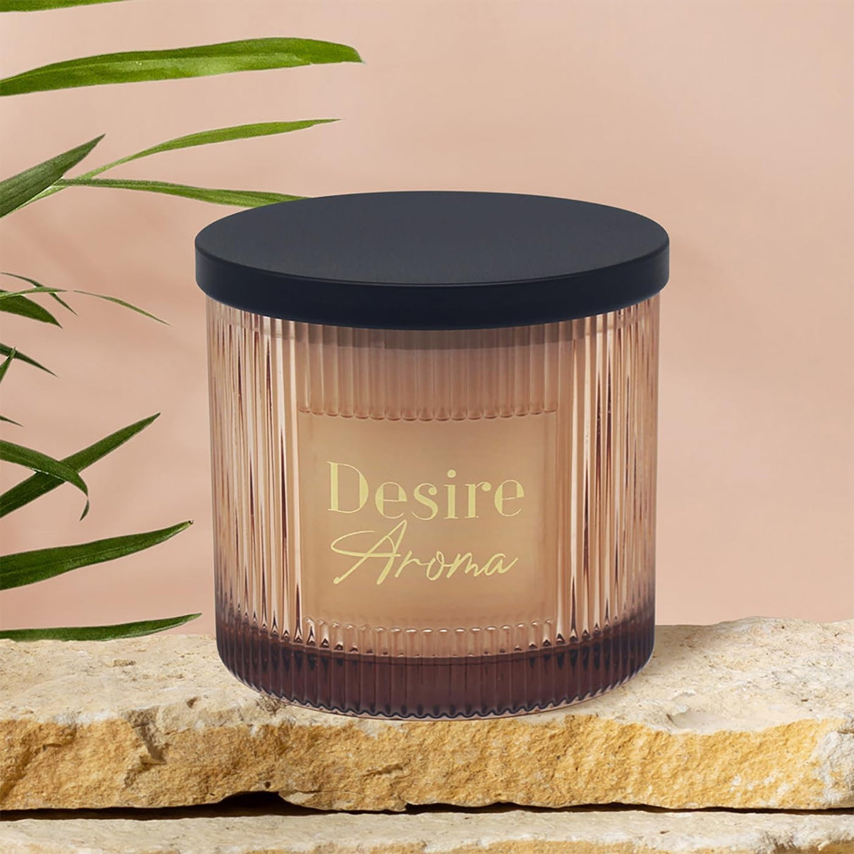 Desire Aroma Ribbed Glass Candle - Various Colours