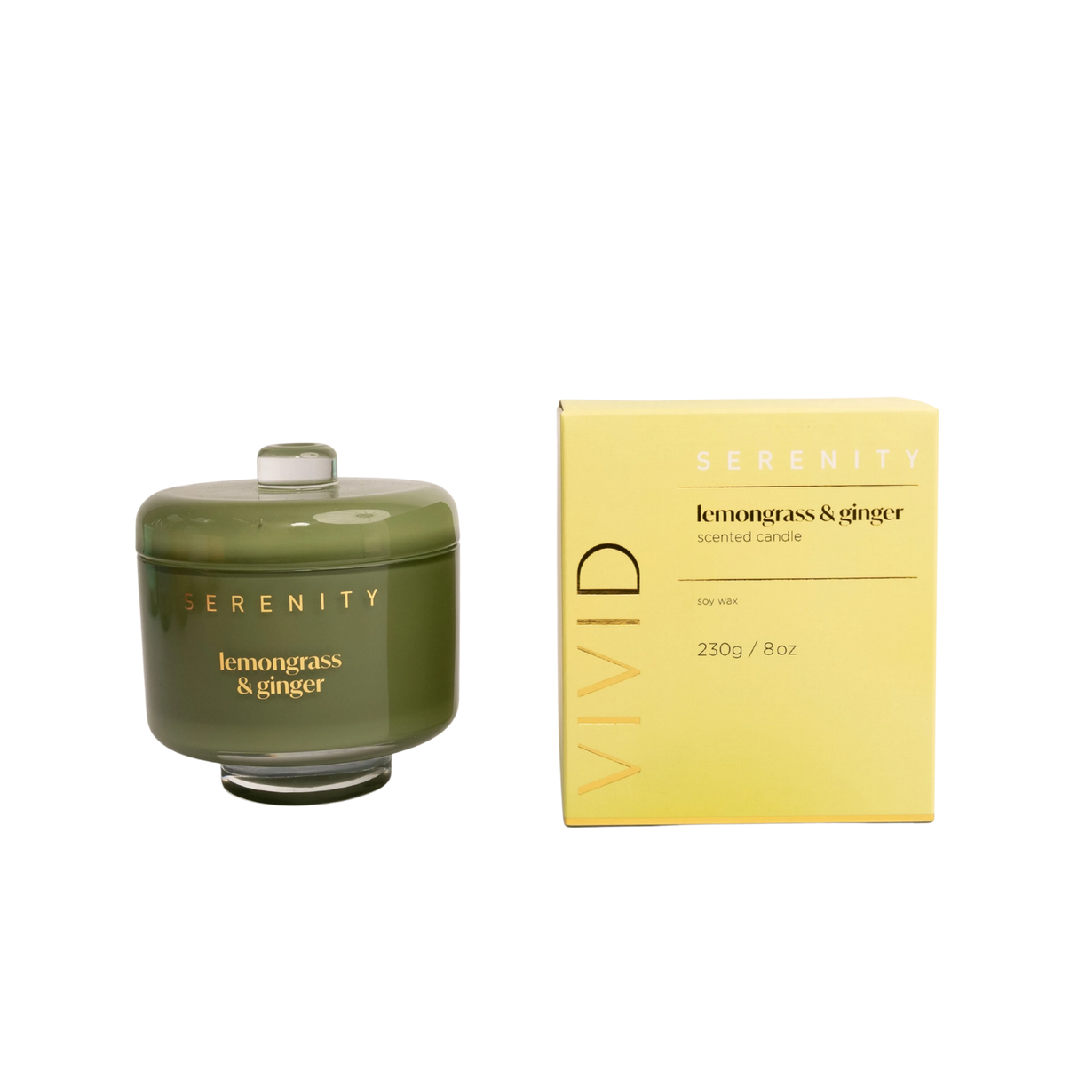 Serenity Vivid Collection 230g Candle - Lemongrass and Ginger