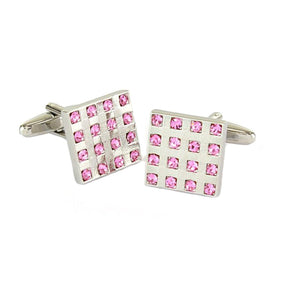 Diamante Mens Dress Cufflinks -  Pink Black or Blue