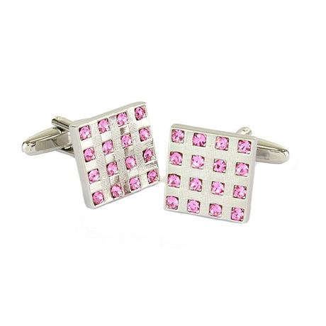 Diamante Mens Dress Cufflinks -  Pink Black or Blue