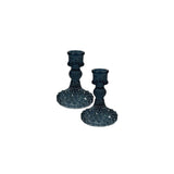 Satchville Glass Dinner Candle Holders - Blue Set of 2