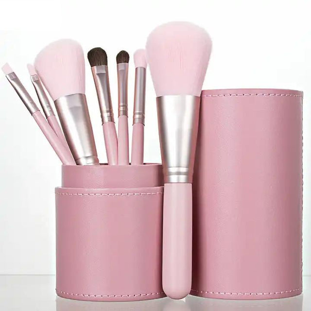 7 Piece Travel Make Up Brush Set in Cylinder Case  - Various Colours