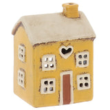 Village Pottery Mini Heart House Tea Light Holder - Yellow