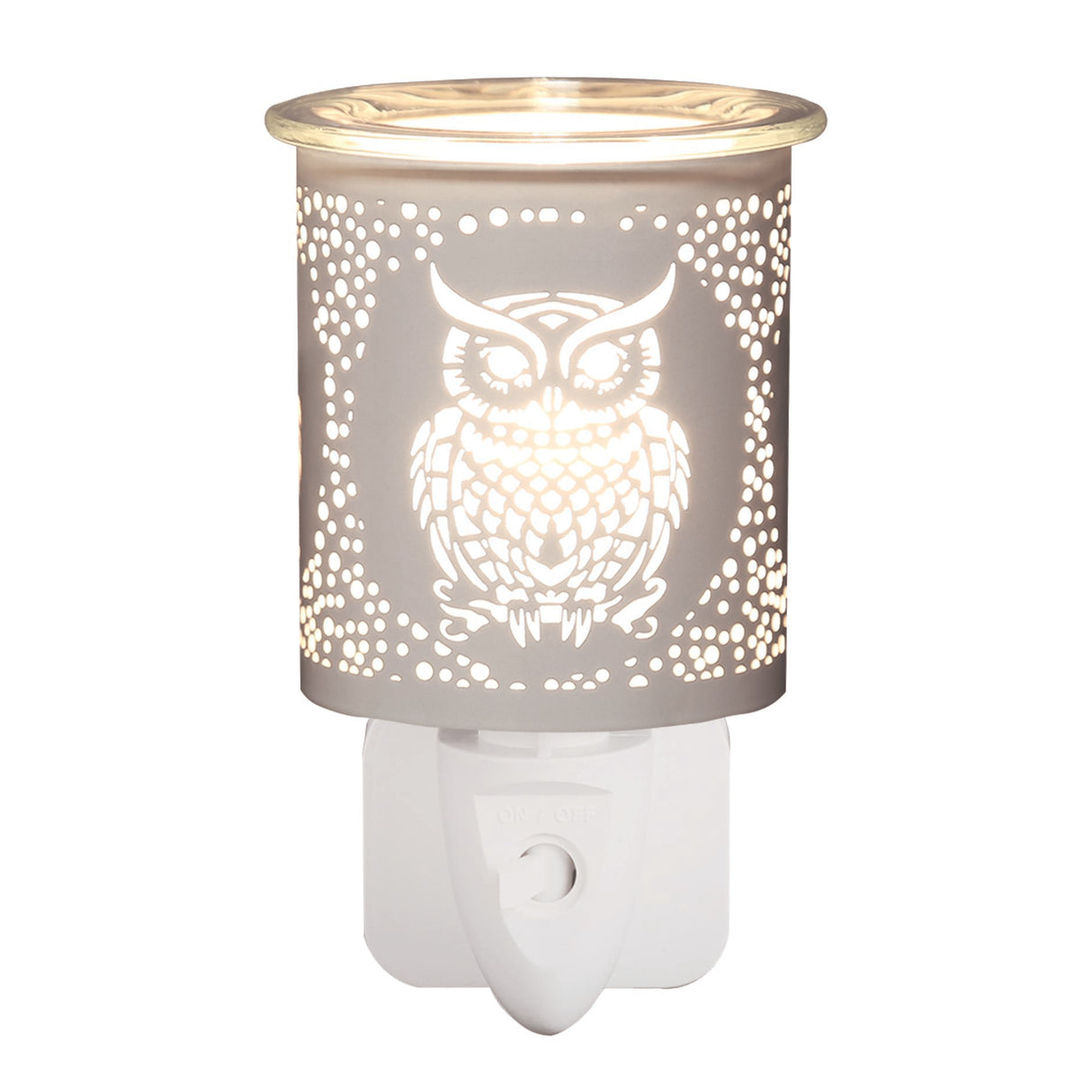 Aroma Electric Wax Melt Burner Plug In - White & Gold Owl
