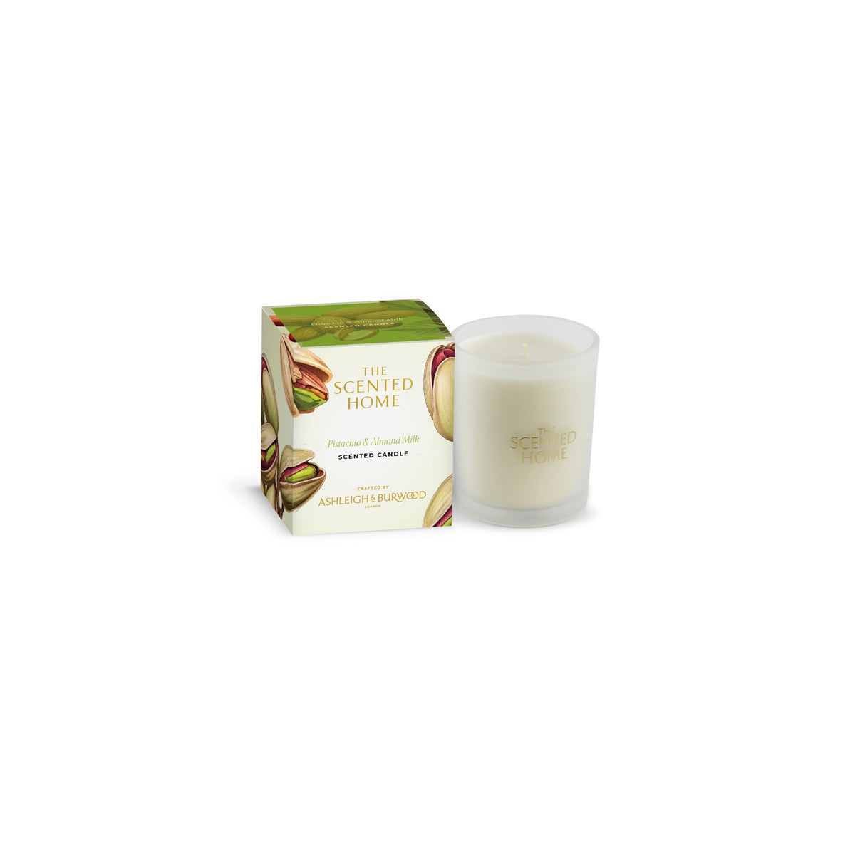 Ashleigh & Burwood New Scented Home Glass Candle - Pistachio & Almond Milk