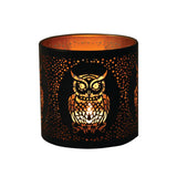 Aroma Metal Silhouette Wax Melt Burner/Candle Holder - Black & Gold Owl